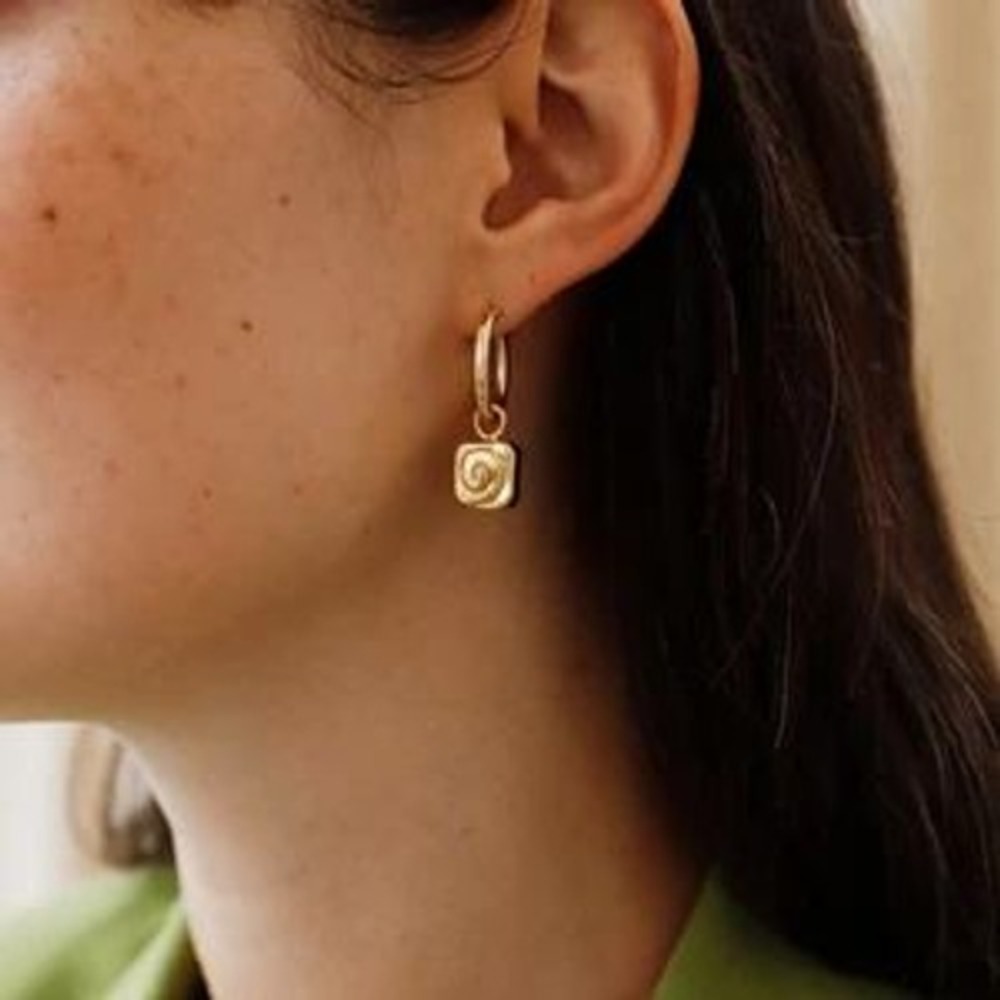 18K Gold Plated Cinnamon Roll Hoop Earrings Whimsical‎ Foodie Jewelry